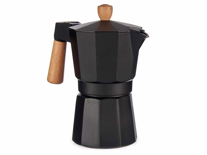 Kinvara Cafetera de Aluminio 6 Tazas Negra con Asa de Madera Kinvara Cafetera de Aluminio 6 Tazas Negra con Asa de Madera