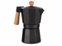 Kinvara Cafetera de Aluminio 6 Tazas Negra con Asa de Madera