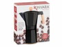 Kinvara Cafetera de Aluminio 6 Tazas Negra con Asa de Madera