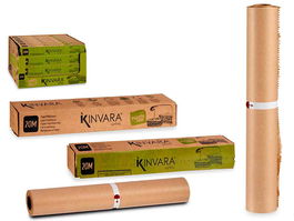 Kinvara Rollo Papel Multiusos 20M Celulosa Marrón 30.5x4.2x4.2 cm Apto Frigorífico (Set de 15)