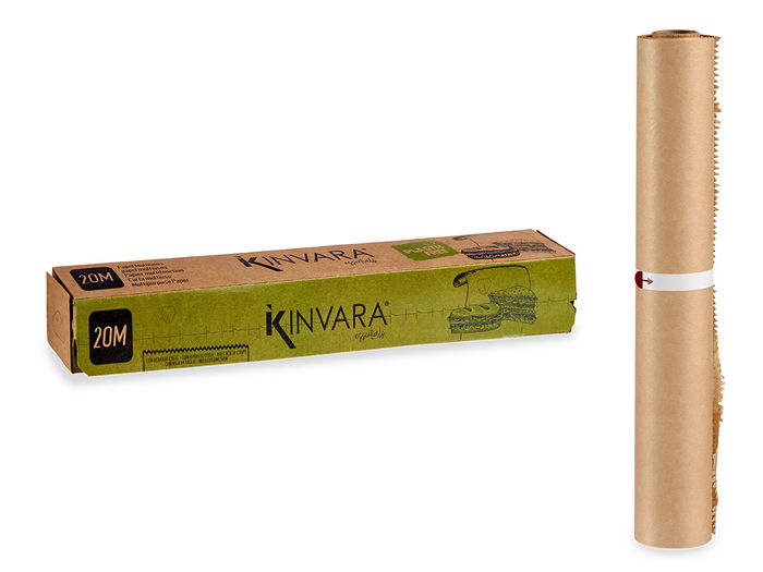 Kinvara Rollo Papel Multiusos 20M Celulosa Marrón 30.5x4.2x4.2 cm Apto Frigorífico (Set de 15)