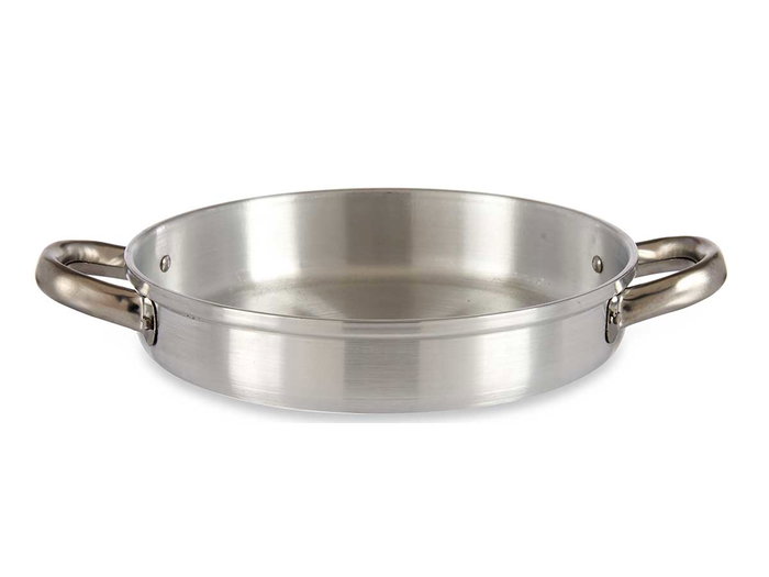 Kinvara Sartén Aluminio con Asas 22 cm Diámetro 23 cm Ancho 31 cm Largo 23 cm Alto 4.5 cm Apto para Gas y Horno Plata (Set de 12)