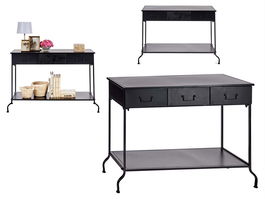 Giftdecor Mesa Consola Metal Negro 43x84.5x121 cm