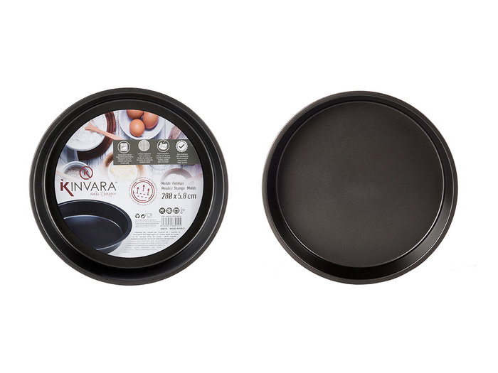 Kinvara Molde Redondo Metal 28 cm x 4.2 cm Gris Oscuro, Antiadherente, Alta Calidad, Apto para Horno (Set de 24)
