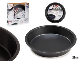 Kinvara Molde Redondo Metal 28 cm x 4.2 cm Gris Oscuro, Antiadherente, Alta Calidad, Apto para Horno (Set de 24)