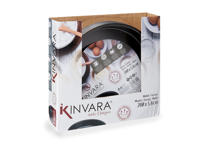 Kinvara Molde Redondo Metal 28 cm x 4.2 cm Gris Oscuro, Antiadherente, Alta Calidad, Apto para Horno (Set de 24)