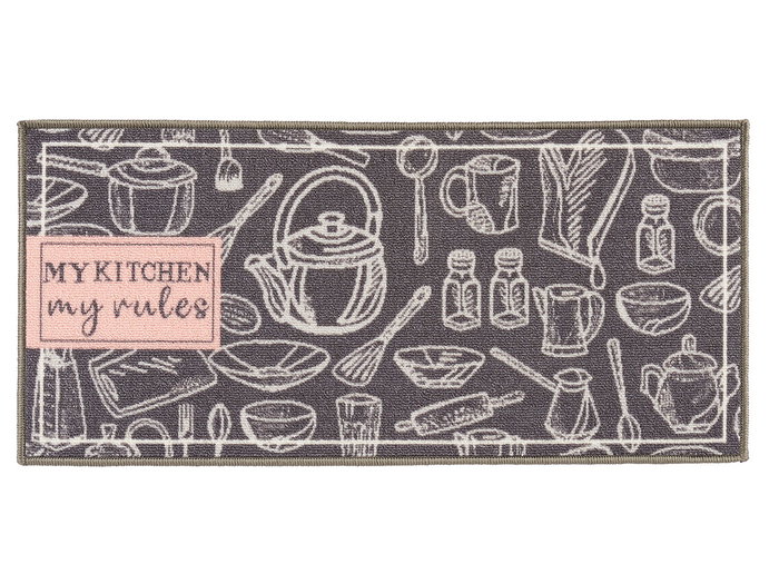 Kinvara Alfombra Multiusos My Kitchen 40x90 cm Poliamida Gris Blanco (Set de 24)
