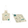 Kinvara Set de Delantal y Paño de Cocina Rizo Organic Blanco y Azul (Pack de 12)  