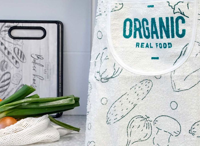 Kinvara Set Delantal y Paño Cocina Rizo Orgánico 80 x 60 x 0.3 cm Algodón Poliéster (Set de 12)