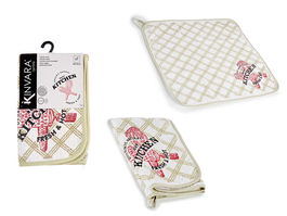 Kinvara Paño Cocina Rizo 50 cm Verde Blanco 75% Algodón 25% Poliéster (Set de 24)