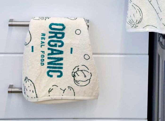 Kinvara Paño Cocina Rizo 50 cm Algodón Orgánico Verde y Blanco (Set de 24)