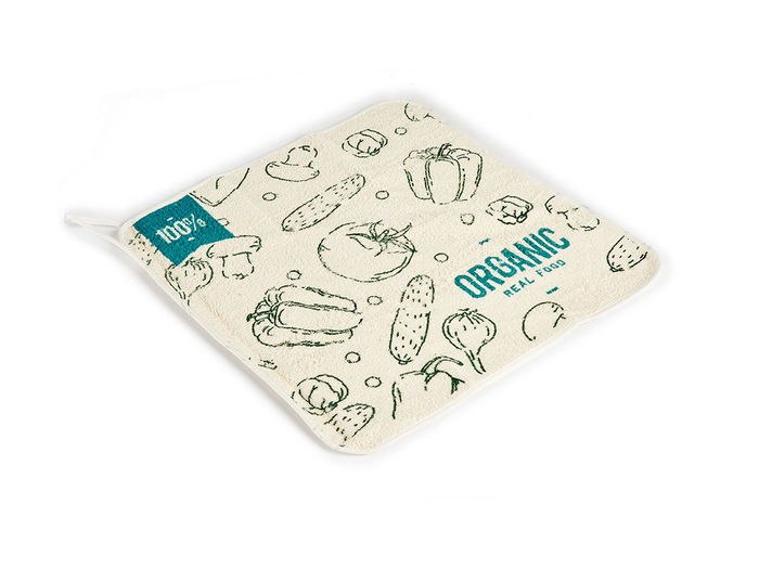 Kinvara Paño Cocina Rizo 50 cm Algodón Orgánico Verde y Blanco (Set de 24)