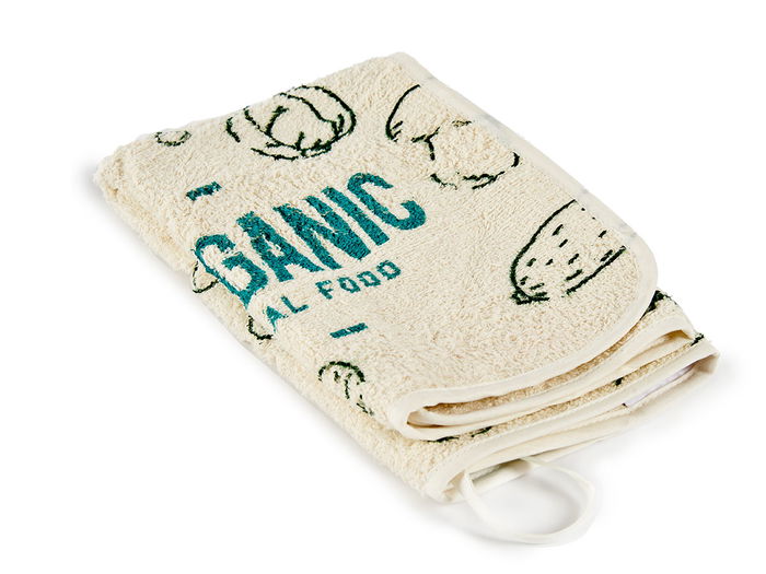 Kinvara Paño Cocina Rizo 50 cm Algodón Orgánico Verde y Blanco (Set de 24)