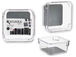 Kinvara Organizador con Antideslizante 9.3x4.5x9.3 cm Plástico Reciclado PET y TPR Gris y Transparente (Set de 24)