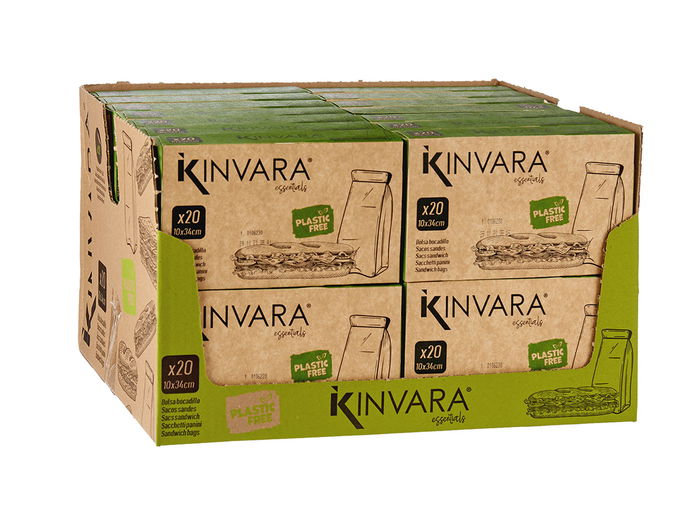 Kinvara Bolsa Papel Baguette 20 Uds 19.5 x 5 x 11.5 cm Celulosa Marron (Set de 28)