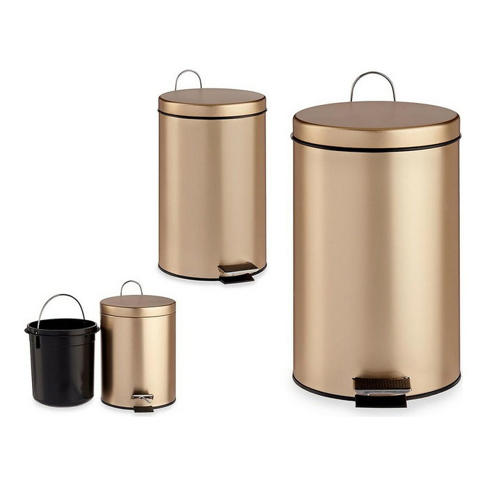 Berilo Papelera de Pedal 7L Metal Oro Pack de 4 Berilo Papelera de Pedal 7L Metal Oro Pack de 4