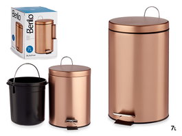 Berilo Papelera Pedal 7L Metal Cobre 20.5 x 26 x 30.5 cm con Cubo Extraíble (Set de 4)