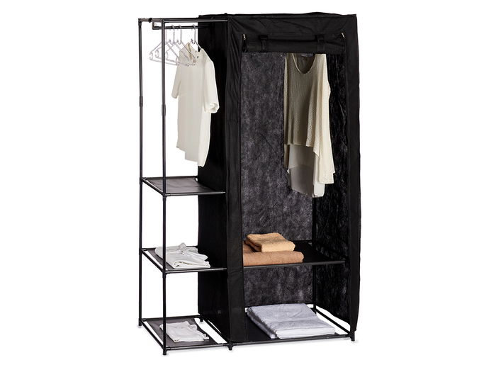 Kipit Armario Combinado Doble 172 cm Alto x 105 cm Largo x 43 cm Ancho Negro Hierro Plástico Tela No Tejida (Set de 6)