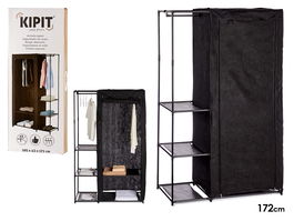 Kipit Armario Combinado Doble 172 cm Alto x 105 cm Largo x 43 cm Ancho Negro Hierro Plástico Tela No Tejida (Set de 6)