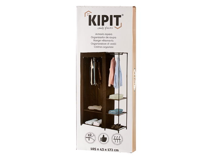 Kipit Armario Combinado Doble 172 cm Alto x 105 cm Largo x 43 cm Ancho Negro Hierro Plástico Tela No Tejida (Set de 6)