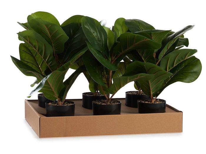 IBERGARDEN Planta Artificial Maceta Plástico Negro Verde 9.5x42x9.5 cm (Set de 12)