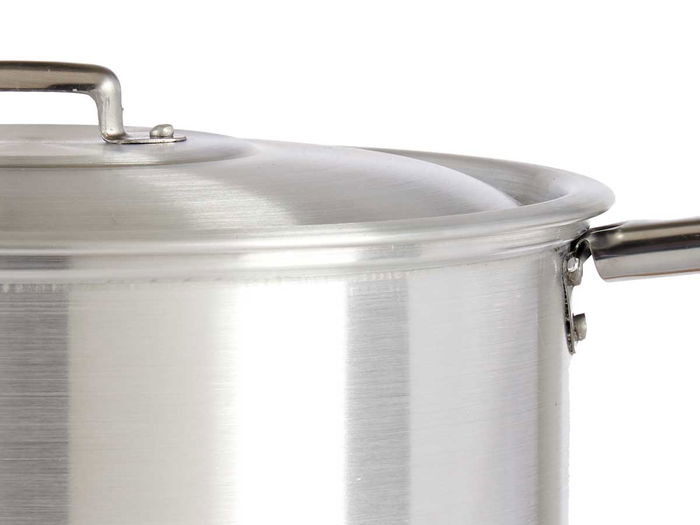 Kinvara Cazo de Aluminio con Tapa, Plata, 24 cm, 5 L, Apto para Gas y Horno (Set de 10)