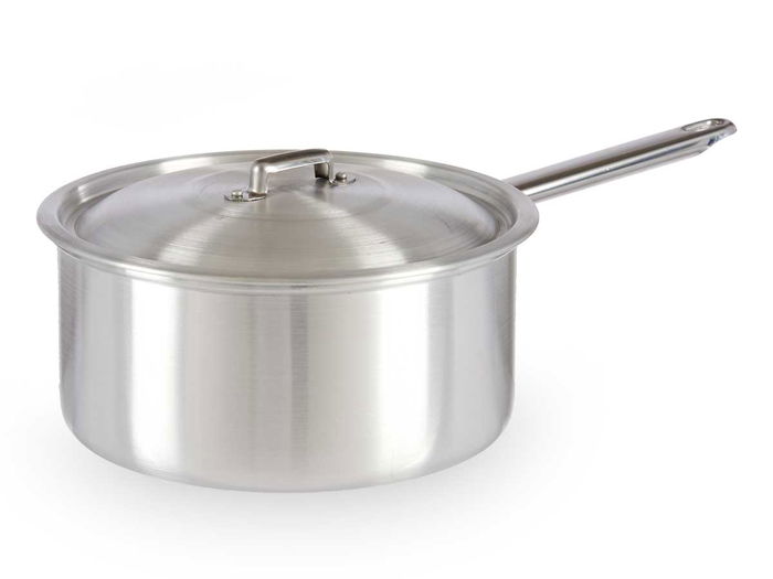 Kinvara Cazo de Aluminio con Tapa, Plata, 24 cm, 5 L, Apto para Gas y Horno (Set de 10)