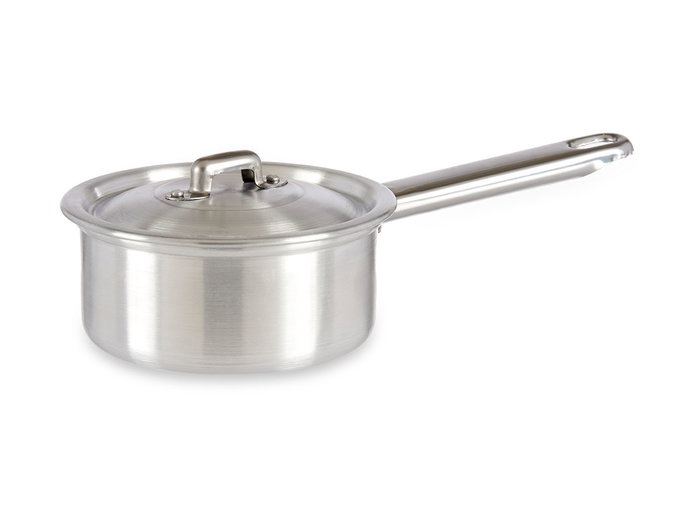 Kinvara Cazo de Aluminio con Tapa, 12 cm, 0.6 L, Apto para Gas y Horno, Plata (Set de 10)
