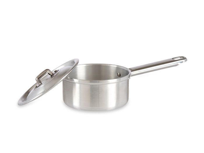 Kinvara Cazo de Aluminio con Tapa, 12 cm, 0.6 L, Apto para Gas y Horno, Plata (Set de 10)