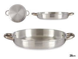 Kinvara Sartén de Aluminio con Asas 28 cm para Gas y Horno, Apta para Lavavajillas, Color Plata (Set de 12)