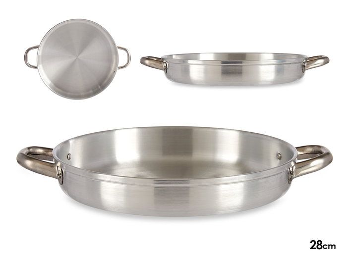 Kinvara Sartén de Aluminio con Asas 28 cm para Gas y Horno, Apta para Lavavajillas, Color Plata (Set de 12) Kinvara Sartén de Aluminio con Asas 28 cm para Gas y Horno, Apta para Lavavajillas, Color Plata (Set de 12)