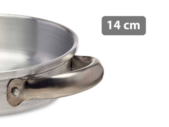 Kinvara Sartén de Aluminio con Asas 14 cm (20x4x15 cm) Apta para Gas y Horno, Color Plata (Set de 12)