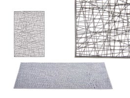 Kinvara Tapete Rectangular de Plástico Plata 45x30 cm (Set de 48)