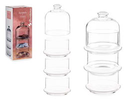 Pasabahce Bombonera Apilable Patisserie 3 Alturas Grande Vidrio Transparente 12x27.5x12cm 3x505ml (Set de 6)
