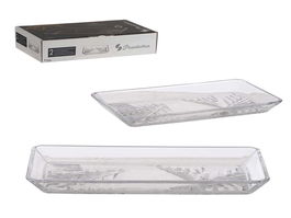 Pasabahce Set 2 Bandejas Madlen Crystalline Vidrio Transparente 22x12 cm (Set de 6)