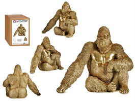 Giftdecor Gorila Sentado Dorado Resina 36 cm x 50 cm x 62 cm