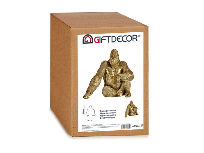 Giftdecor Gorila Sentado Dorado Resina 36 cm x 50 cm x 62 cm