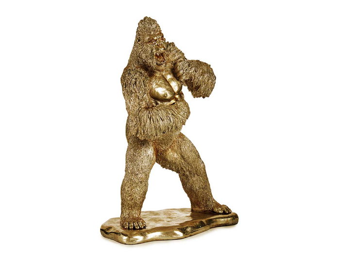 Giftdecor Gorila Enfadado Dorado 25 cm Ancho x 56 cm Alto x 42 cm Largo Figura Decorativa Resina