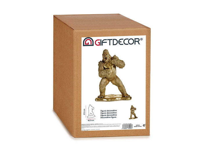 Giftdecor Gorila Enfadado Dorado 25 cm Ancho x 56 cm Alto x 42 cm Largo Figura Decorativa Resina