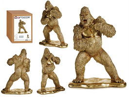 Giftdecor Gorila Enfadado Dorado 25 cm Ancho x 56 cm Alto x 42 cm Largo Figura Decorativa Resina