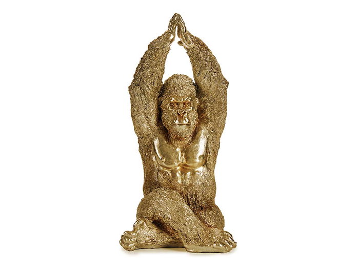 Giftdecor Gorila Yoga Manos Hacia Arriba Dorado 17 cm x 36 cm x 19.5 cm (Set de 4)