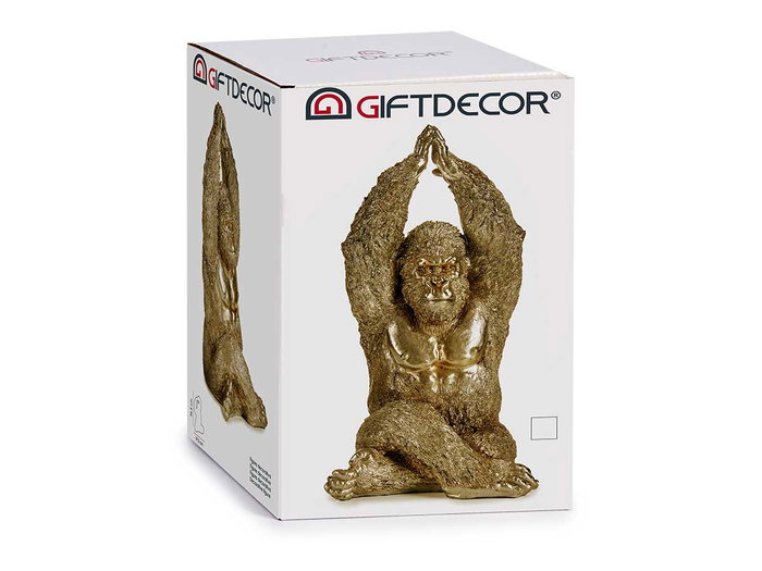 Giftdecor Gorila Yoga Manos Hacia Arriba Dorado 17 cm x 36 cm x 19.5 cm (Set de 4)