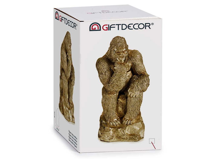 Giftdecor Gorila Pensador Dorado Resina 47x23.5x20.5 cm (Set de 2)