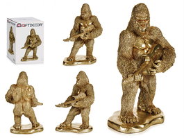 Giftdecor Gorila Guitarra Dorado Resina 16 cm x 39 cm x 27 cm (Set de 3)