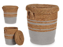 Giftdecor Pongotodo Alga Gris Con Tapa Pequeño 36 x 43 x 36 cm (Set de 4)