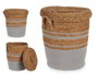 Giftdecor Pongotodo Alga Gris Con Tapa Pequeño 36 x 43 x 36 cm (Set de 4)