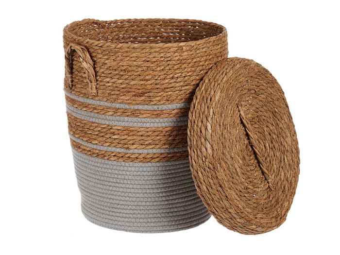 Giftdecor Pongotodo Alga Gris Con Tapa Pequeño 36 x 43 x 36 cm (Set de 4)