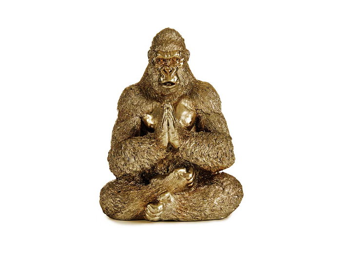 Giftdecor Gorila Yoga Manos Juntas Dorado 16 cm x 27.5 cm x 22 cm (Set de 4)