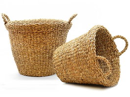 Giftdecor Cesto Asa Redondo Gra Borde 30L Alga de Mar Marron 40x42x40cm (Set de 6)
