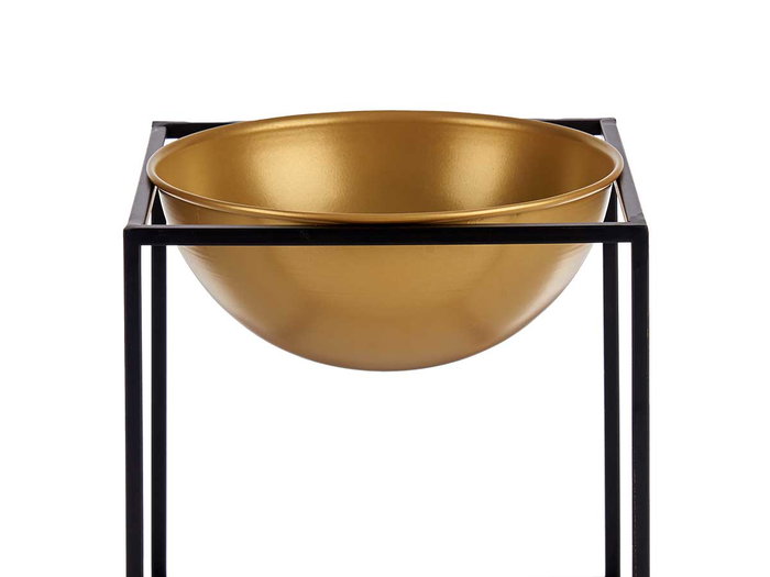 Giftdecor Set 3 Cuencos con Soporte Cuadrado Negro y Oro 23x24x23cm